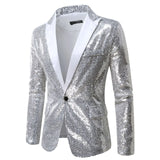 Men's Luxurious Sequin Suit Jacket Green Silver Bar KTV Stage Dress Coat blazers MartLion   