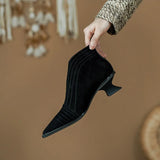 Winter Sheep Suede Women Boots Pointed Toe Autumn Concise Ladies Shoes MartLion   