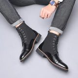 Designer Casual Boots for Men Solid Color Lace Winter Ankle Boots Male Designer Leather Shoes Male MartLion