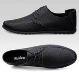 Leather Men's Shoes Formal Moccasins Breathable Driving Black MartLion   