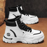 White Winter Work Short Boots for Men British Motorcycle Boots Outdoor Sports Casual Shoes MartLion