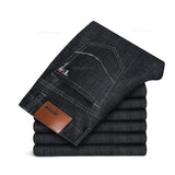 Summer Thin Men's Stretch Straight Jeans Classic Black Blue  Casual Loose  Denim Pants Trousers MartLion black 28 