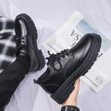 Men Formal Shoes Casual Business Leather Shoe British Style Student Thick Soled Lace Up Round toe Non Slip Outdoor Shoes MartLion