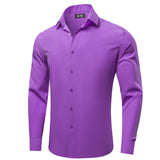 Hi-Tie Orange Silk Men's Shirts Solid Formal Lapel Long Sleeve Blouse Suit Shirt for Wedding Breathable MartLion CY-1693 S 