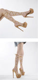  Liyke Cozy Wood Super Thin High Heels Platform Sandals For Women Summer Open Toe Lace-Up Party Wedding Prom Shoes Mart Lion - Mart Lion