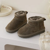 Winter Children Wool Snow Boots Boys Girls Genuine Leather Boots Baby Soft Cow Suede Cotton Shoes Kids Winter MartLion   