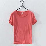 T-Shirt for Men,  Cotton  Monochromatic, O-Neck, Casual Basic Top MartLion Red L -fits 65-72 kg 