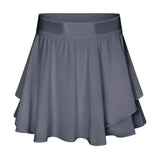 Summer women waist skirt solid color MartLion deep gray L 