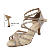 Summer Latin Dance Shoes Women's High-heeled Soft Bottom Salsa Mid-heel Indoor Sandals MartLion Gold 7.5 cm heel 39 