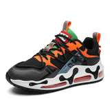 Trend Summer Air Cushioning Running Shoes Men's Mesh Breathable Chunky Sneakers Outdoor Walking Sports Fitness Travel Mart Lion 1658black orange 6.5 