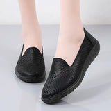 Summer Casual Shoes Leather Slip-on Hollow Out Flat Loafers Ladies Designer Sneakers Breathable Women's Moccasins MartLion   