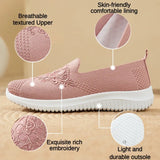 Summer Soft Embroidery Women's Flat Shoes Knitted Breathable Women's Flower Casual MartLion   