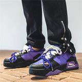 Harajuku Style Purple Men's Platform Sneakers Comfy Leather Flat Shoes Casual Zapatillas Hombre MartLion - Mart Lion