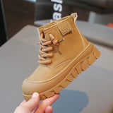 Children Short Boots for Girls Winter Style Soft Bottom Anti-slippery Versatile Chic Leather Shoe MartLion
