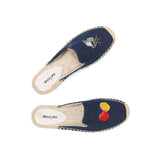 Ladies Summer Toe Slippers Sandals Flat Breathable Slip-On Espadrilles Denim Floral Embroidered Mules MartLion   