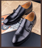 Shoes Black  Design Business Shoes Slip-on Monk Strap  Loafer Style Leather Dress Shoes For Male MartLion   