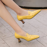 Sweet White Yellow Women Pumps High Thin Heels Office Lady Dress Shoes MartLion Yellow 10 