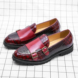British Style Red Elegant Designer Men's Shoes Slip-on Dress Comfort Leather Loafers zapatos de hombre MartLion   