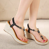 Women Sandals Bohemia diamond Wedges Gladiator Beach Sandal Flip Flops summer student shoes MartLion   