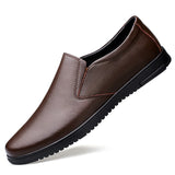 Summer Slip-on Casual Leather Loafers Men's Soft Driving Shoes British Style Flats Walking Comfort Wedding MartLion Brown 41 