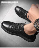 Men's Genuine Leather Casual Shoes Autumn Checkered Flats Skateboard Street Trend Leather Sneakers Mart Lion   