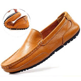 Spring Summer Genuine Leather Shoes Men's Loafers Flat Casual Driving Footwear Black Yellow Blue Soft MartLion   