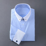 French cuff shirt men Empire collar slim-fit British  striped shirt men MartLion 001 38 