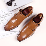 Elegant Brogue Shoes Men's Lace Up Point Toe Oxfords Formal Style Leather Wedding Party Social Office Mart Lion   