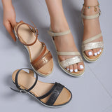 Women's Wedge Platform Sandals Summer Pu Leather Ankle Strap Gladiator Non-Slip Thick Bottom MartLion   