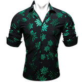 Luxury Christmas Shirts Men's Long Sleeve Snowflake Red Blue Green Gold White Black Slim Fit Male Blouses Tops Barry Wang MartLion 0508 S 