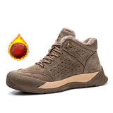 Work Safety Shoes Men's Boots High Top Work Sneakers Steel Toe Cap Anti-smash Puncture-Proof Indestructible MartLion 515 khaki Fur 43 