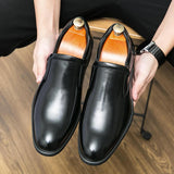 Men's Retro Shoes Slip-on Loafers Male Business Shoes Light Dress Driving Shoes Monk Shoes MartLion Black 40 