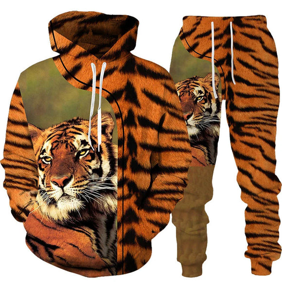  3D Printed Animal Tiger Hoodie Pants Suit Cool Sportwear Set Autumn Winter Men's Clothing Y2k Anime Streetwear Harajuku Manga MartLion - Mart Lion