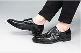 Men's Casual Shoes Snakeskin Grain Microfiber Leather Slip-on Buckle Dress Office Oxfords Party Wedding Flats Mart Lion   