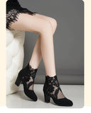  Summer Women's Boots Hollow Breathable Mesh Thick Heeled High-heeled Ladies Sandal Summer Short MartLion - Mart Lion