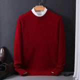 Sweater O-neck Pullovers Men's Loose Knitted Bottom Shirt Autumn Winter Korean Casual Men's Top MartLion Burgundy M 