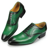Luxury Spring Autumn Men's Dress Shoes Designer Wedding Oxfords Pointed Toe Lace-up Shoes Black Green MartLion green 39 