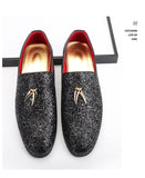 Men's Casual Shoes Sequins Bling Glitter Party Wedding Flats Light Driving Loafers Moccasins Mart Lion   