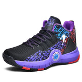 Boys Basketball Shoes Kids Sneakers Breathable Men's Sneakers High-top Basket Trainer Mart Lion Black Purple 803 38 China