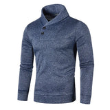 Half Turtleneck Men's Sweaters Button Neck Solid Color Warm Slim Thick Sweatshirts Winter Pullover MartLion   