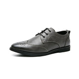 Men's Brogue Dress Shoes Formal Split Leather Lace Up Oxfords Flat Work Footwear Mart Lion Gray 38 