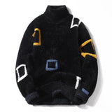 men's Winter Letter pattern thick sweater Student youth autumn wool pullovers MartLion Black S 