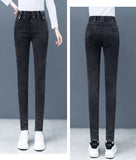 Waist Skinny Pencil Jeans Femme  Stretch Vaqueros Casual Streetwear Slim Denim Pants Button MartLion   