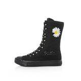 Medium Canvas Shoes with Small Daisy Decoration Dance Shoes Canvas Women's Sneakers Women MartLion black 42 