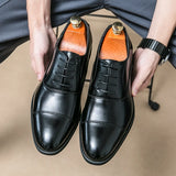 New Men Dress Shoes Leather Shoes Mens Pointed Social Shoe Male Black Casual Wedding Shoes MartLion black 41 