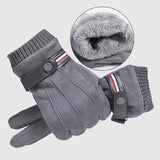 Men's Winter Suede Warm Split Military Finger Gloves Outdoor Thickened Driving Buckle Ski Male Touch-Screen Mittens MartLion   