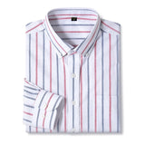 Men's Casual Cotton Oxford Shirt Single Patch Pocket Long Sleeve Standard-fit Button-down Plaid Shirts MartLion 2636-15 45-55kg 38 
