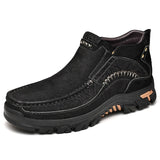 Men's Winter shoes Outdoor Rubber Soled Non-slip Leather Boots Leisure Walk Ankle Motocross MartLion Black 38 