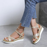 Summer Wedge Sandals for Women Buckle Strap Platform Rome Open Toe Thick Bottom No-Slip MartLion   