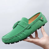 Tassel Loafers Men's Casual Shoes Suede Leather Driving Moccasins Slip on Office Lazy Wedding Party Mart Lion Green 5 